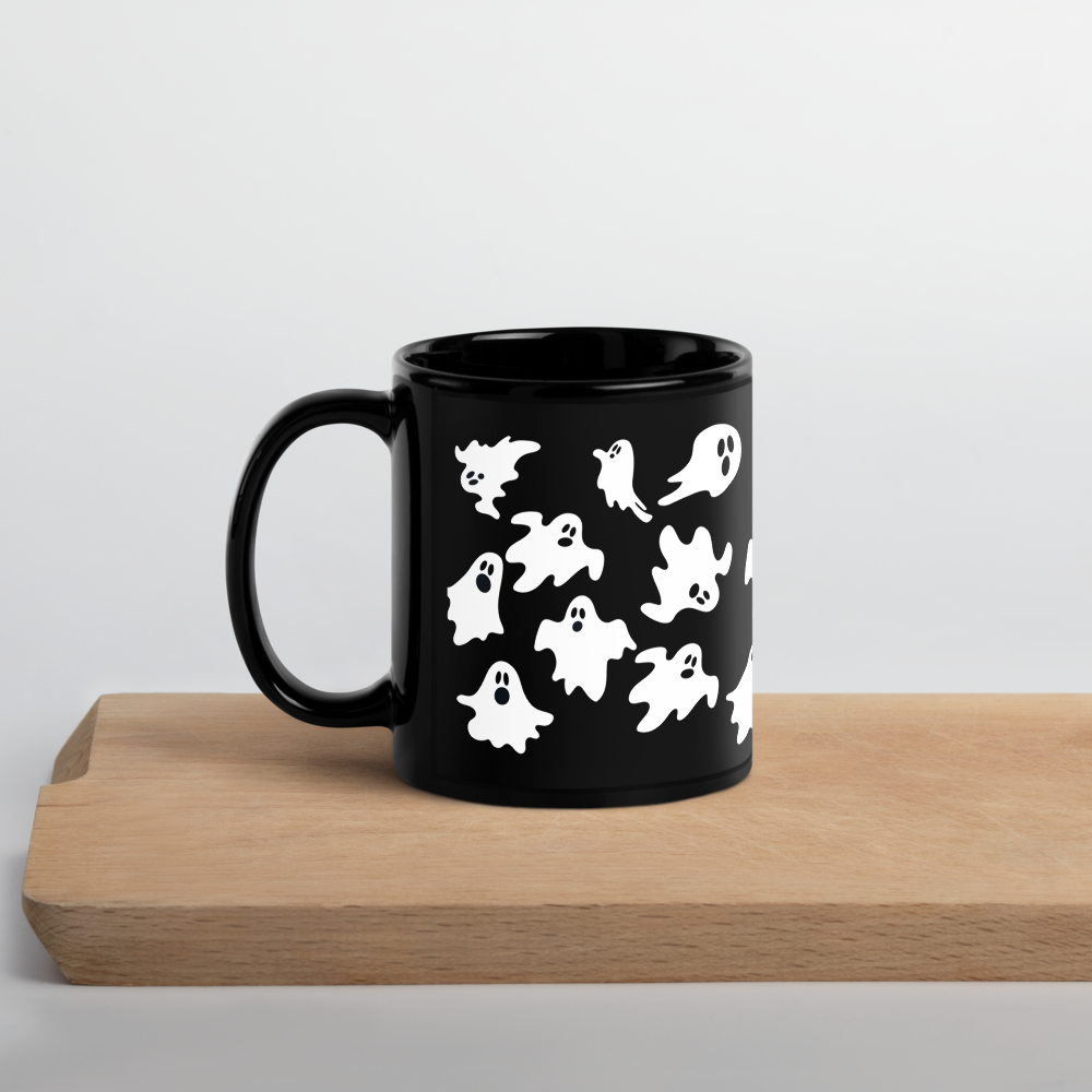 Mug Halloween Fantômes Effrayants - Noir Premium 350ml