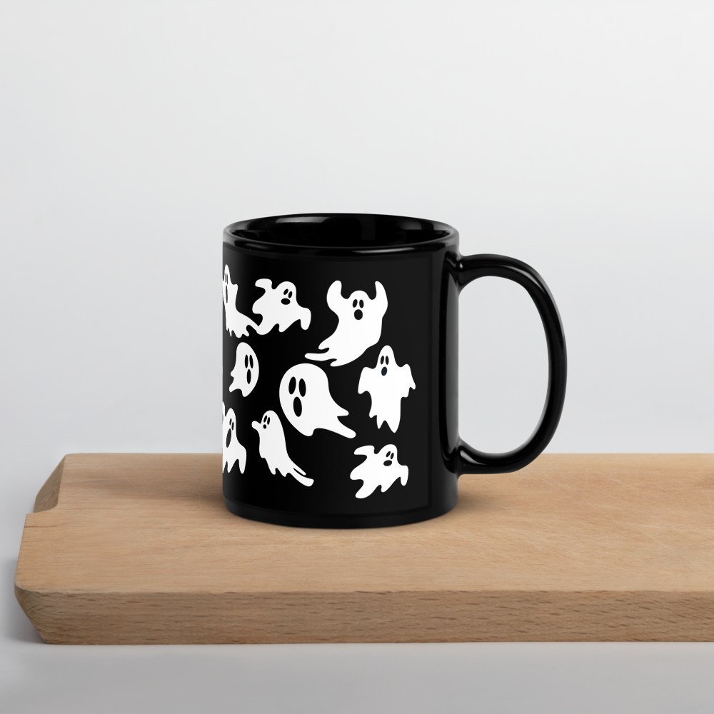 Mug Halloween Fantômes Effrayants - Noir Premium 350ml