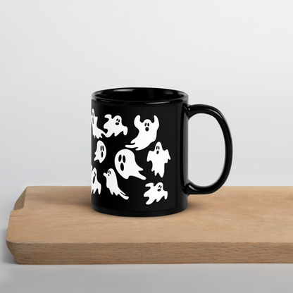 Mug Halloween Fantômes Effrayants - Noir Premium 350ml