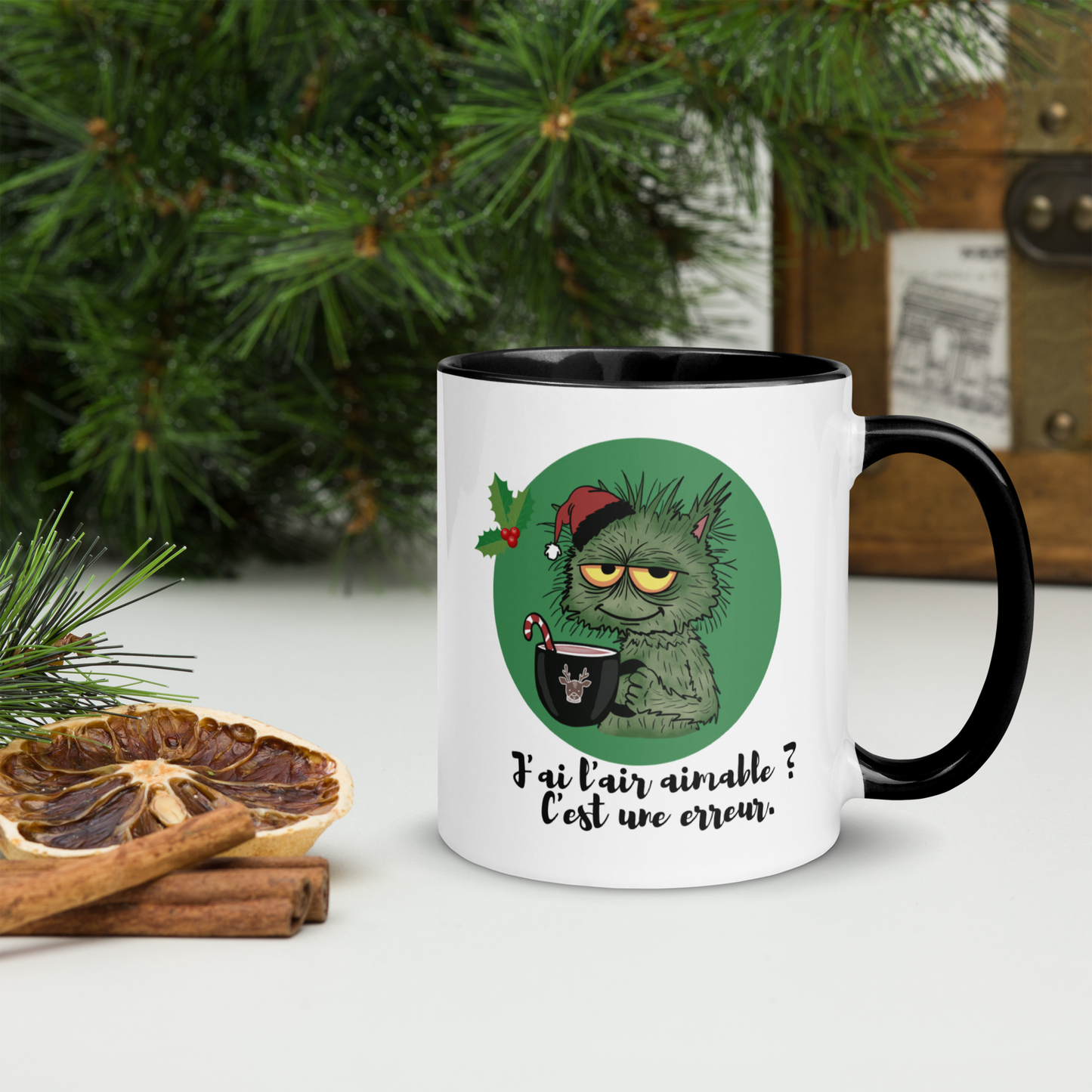 Mug Humour Grincheux – “J’ai l’air aimable ? C’est une erreur.” – Cadeau Noël Original