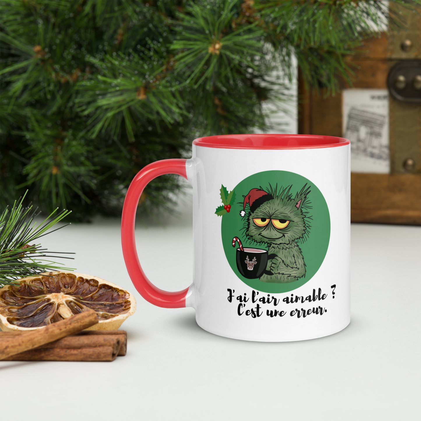 Mug Humour Grincheux – “J’ai l’air aimable ? C’est une erreur.” – Cadeau Noël Original