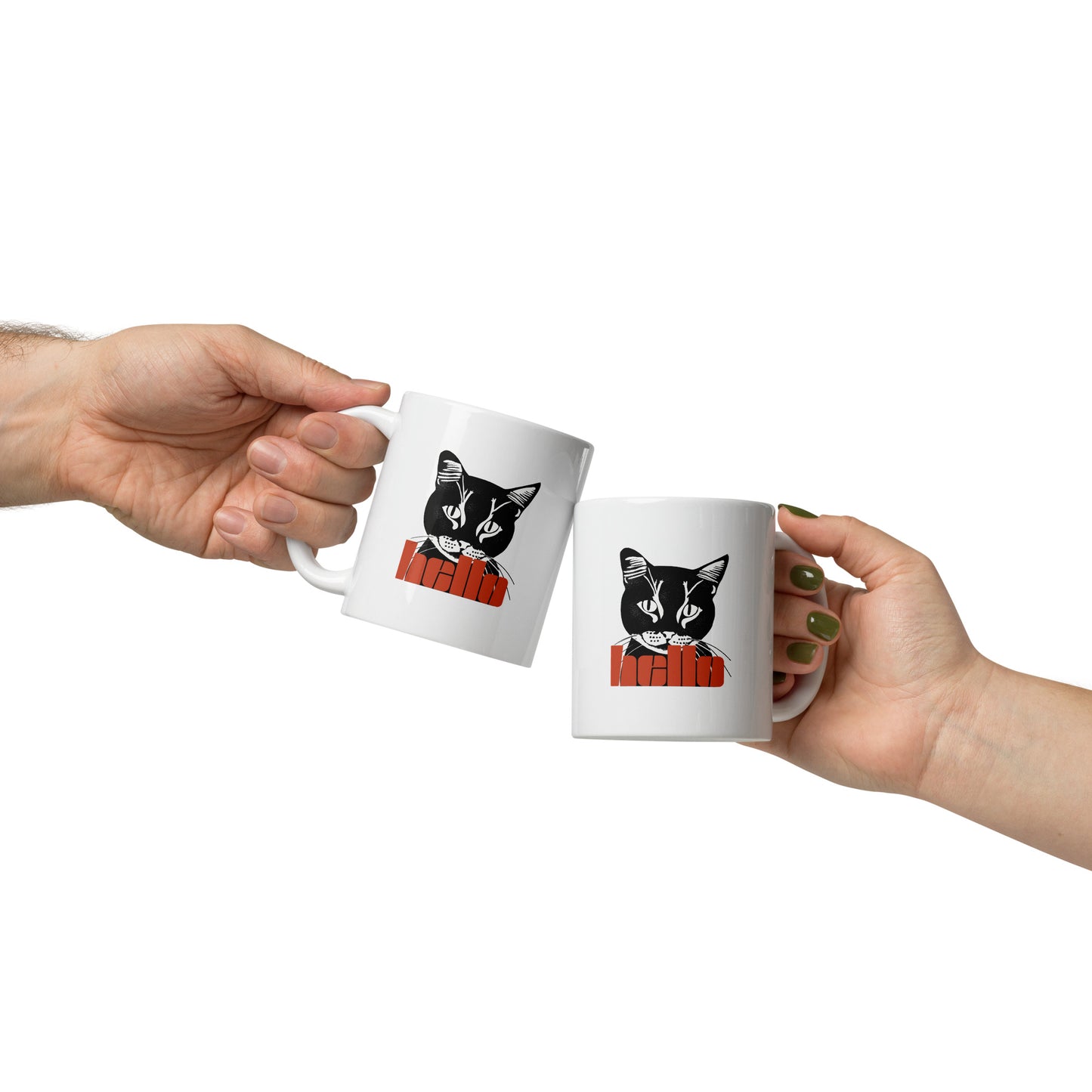 Mug Chat Noir Hello - Mug Personnalisé Premium Atelier MNP