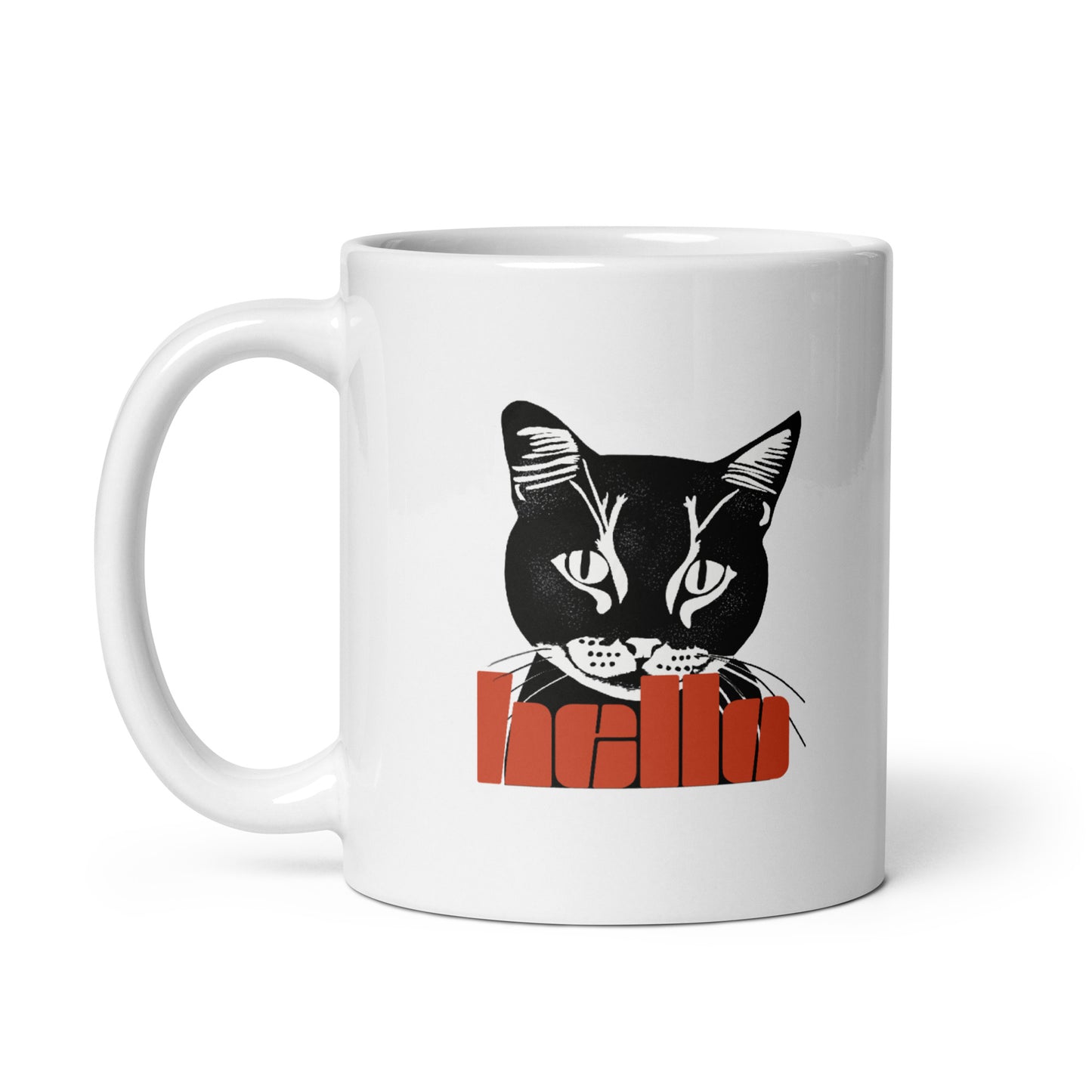 Mug Chat Noir Hello - Mug Personnalisé Premium Atelier MNP