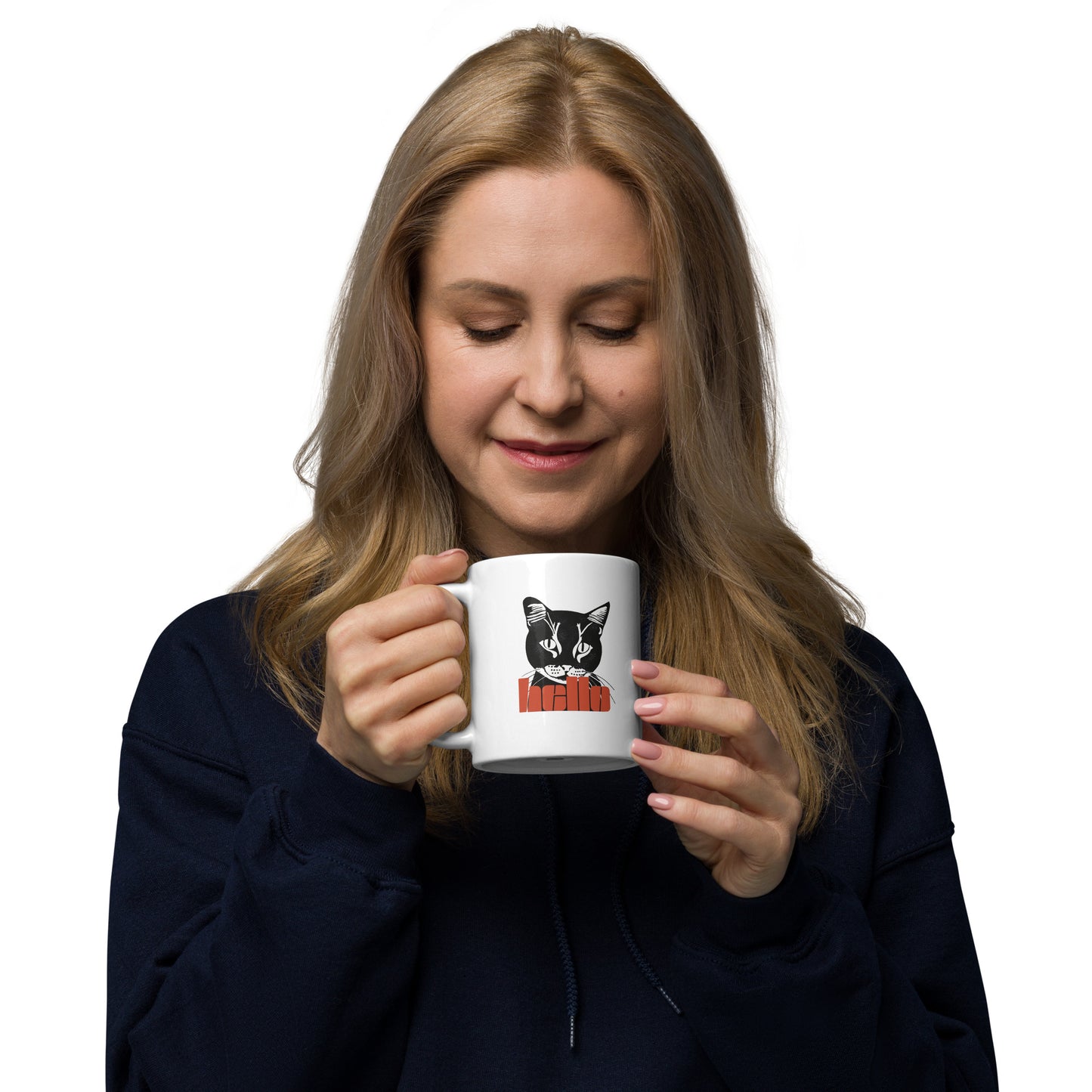 Mug Chat Noir Hello - Mug Personnalisé Premium Atelier MNP