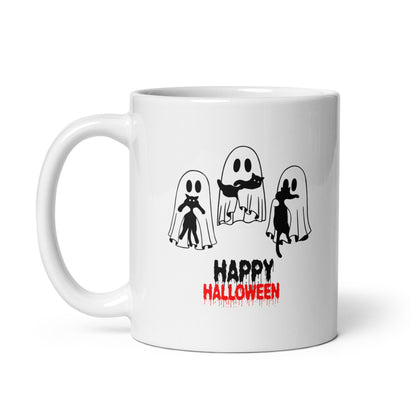 Mug Halloween 3 Fantômes et Chats Noirs - Tasse Effrayante Décoration | Atelier MNP