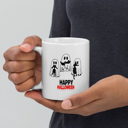 Mug Halloween 3 Fantômes et Chats Noirs - Tasse Effrayante Décoration | Atelier MNP