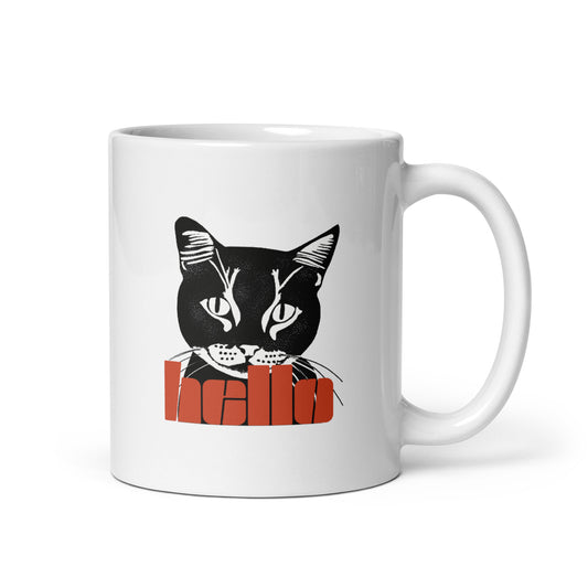 Mug Chat Noir Hello - Mug Personnalisé Premium Atelier MNP