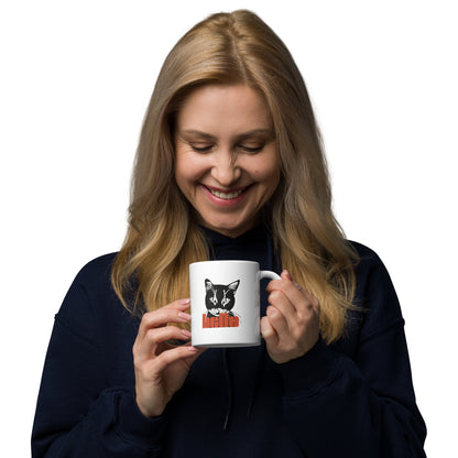 Mug Chat Noir Hello - Mug Personnalisé Premium Atelier MNP