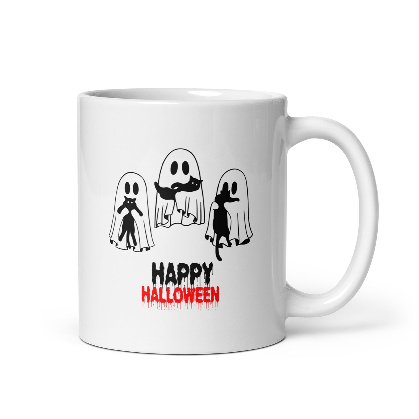 Mug Halloween 3 Fantômes et Chats Noirs - Tasse Effrayante Décoration | Atelier MNP