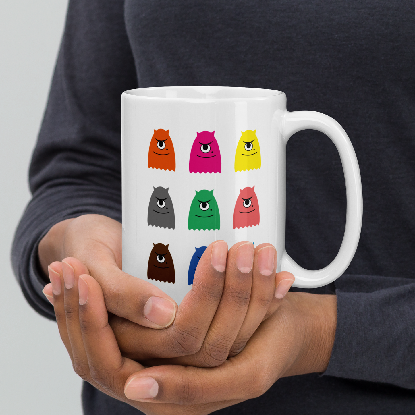 Petits Monstres en Mission : L’Invasion Colorée de la Normandie » (Grand mug de 15 oz)